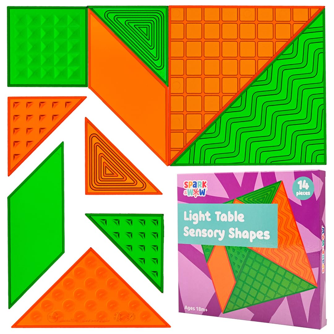 SPARK & WOW Light Table Sensory Shapes | Plastic Light Table Toys | Early Math Manipulatives | Tactile Sensory Toys for Toddlers
