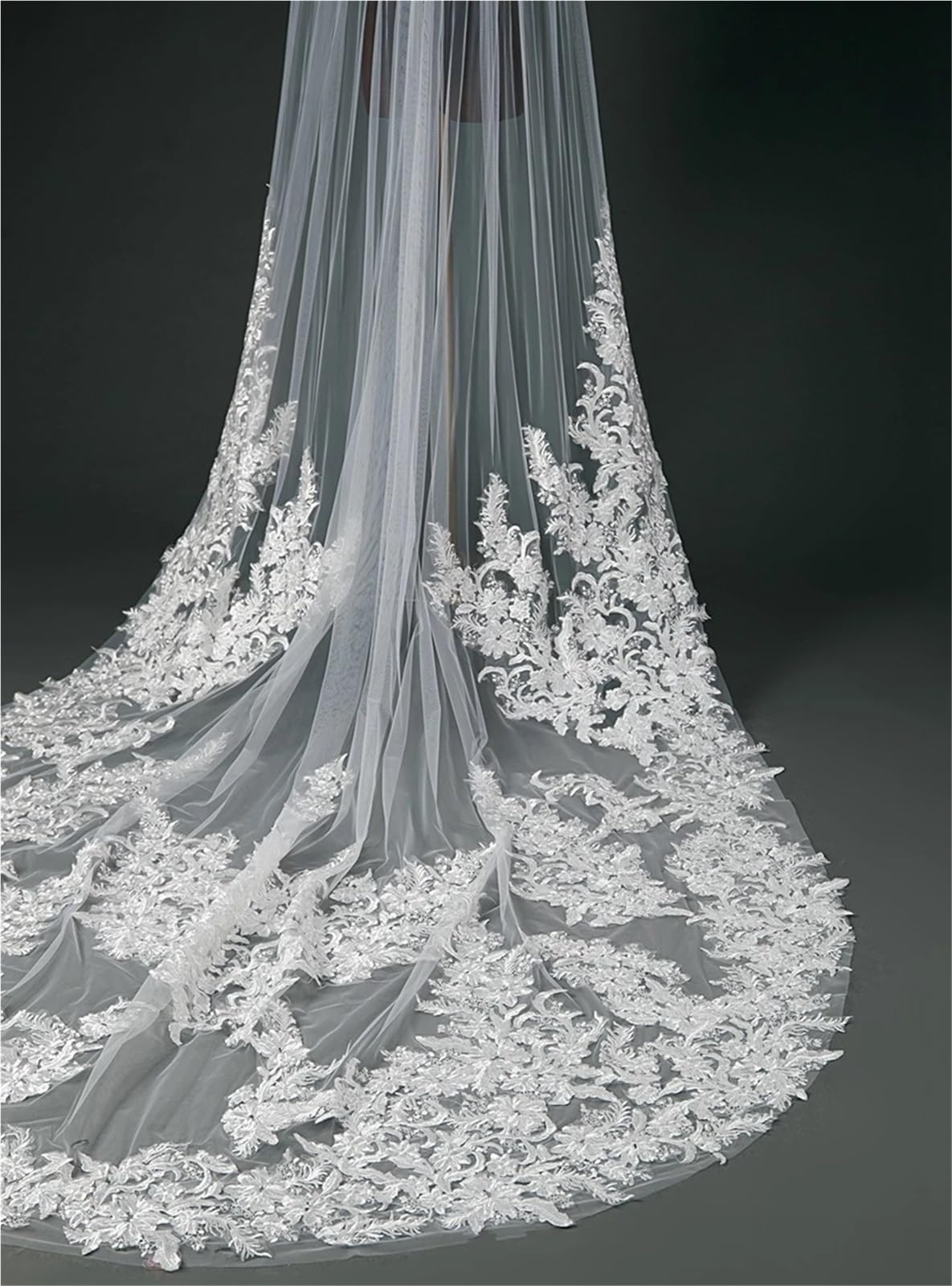 Genérico 3 Meters 1 Layer Appliques Cathedral Wedding Veils Bride Wedding Accessories Velo de Novia Bridal Veils
