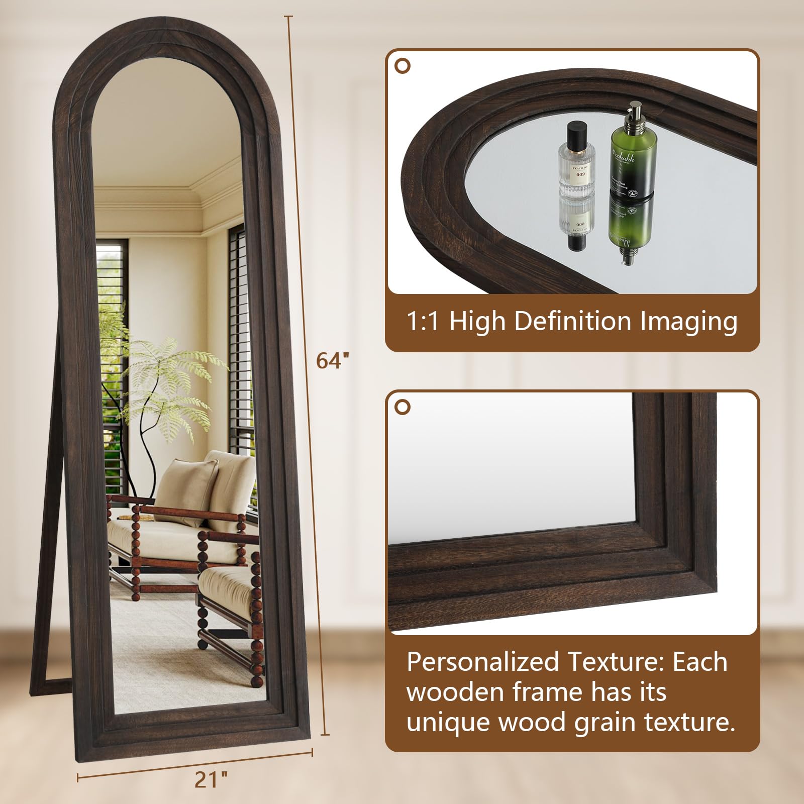 Amazon.com: MELOMOIR Arched Full Length Mirror with Solid Wood