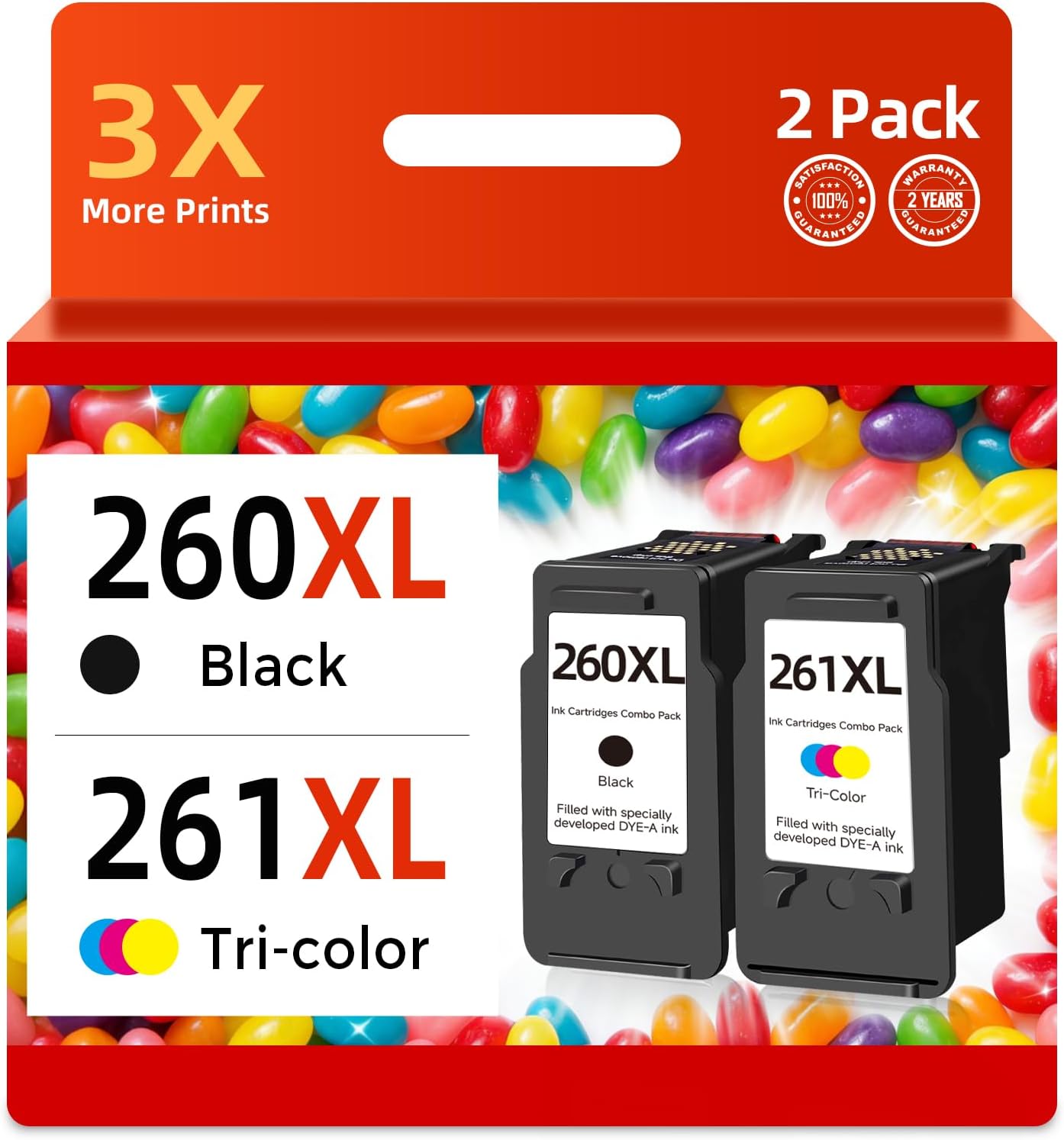 260XL 261XL Compatible Replacement for Canon 260 and 261 Ink Cartridges PG-260 CL-261 XL PG260 CL261 Work with TS6420a TS6400 TS6420 TR7020a TR7020 TR7022 TS5300 TS5320 Printer Black Color Combo Pack