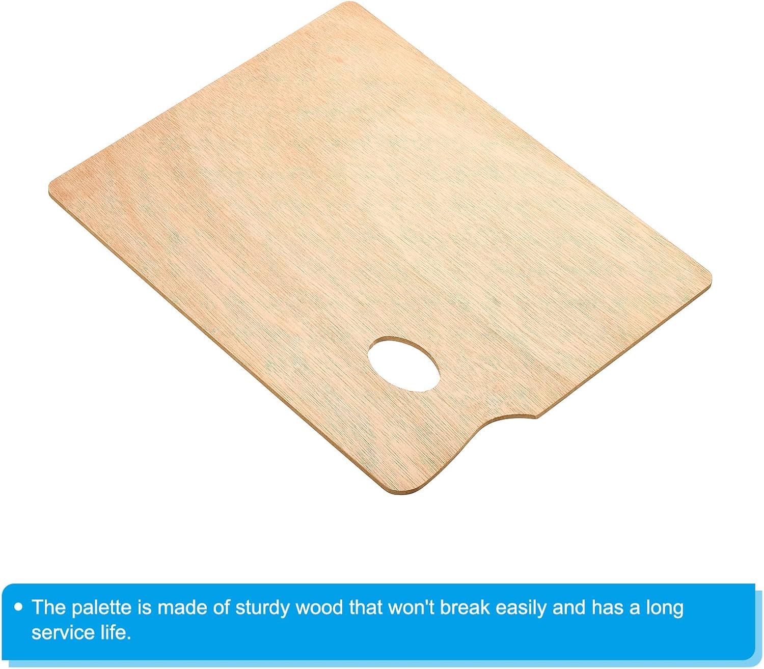 PATIKIL 9"x12" Wooden Paint Palette, 2 Pack Wood Painting Palette Color Mixing Square Paint Tray Palette with Thumb Hole for Oil Watercolor Artist, Wood Color image 4