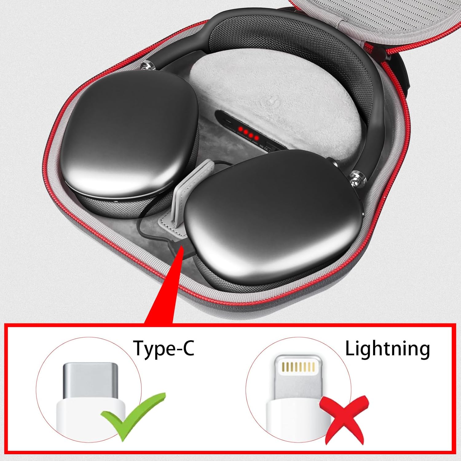 Smatree Charging Case for AirPods Max/AirPods Max 2 Over-Ear Headphone, USB-C Charging,2000mAh Battery Charging-Bag with Sleep Mode, AirPods-Max Protective Case with Auto Sleep, Travel Carrying Bag