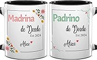 Vista 1 de Padrinos De Bautizo Propuesta Set 2 Tazas Café 11Oz, Quieres Ser Mi Madrina est 2024, Regalo de propuesta de padrinos, Para Niño, Niña, Dios padres