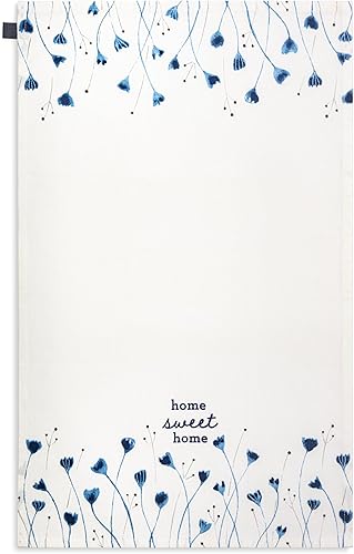 DEMDACO byDesign Serving Collection - Toalla de mano absorbente de algodón con diseño de flores silvestres en acuarela azul, 17 x 28 pulgadas