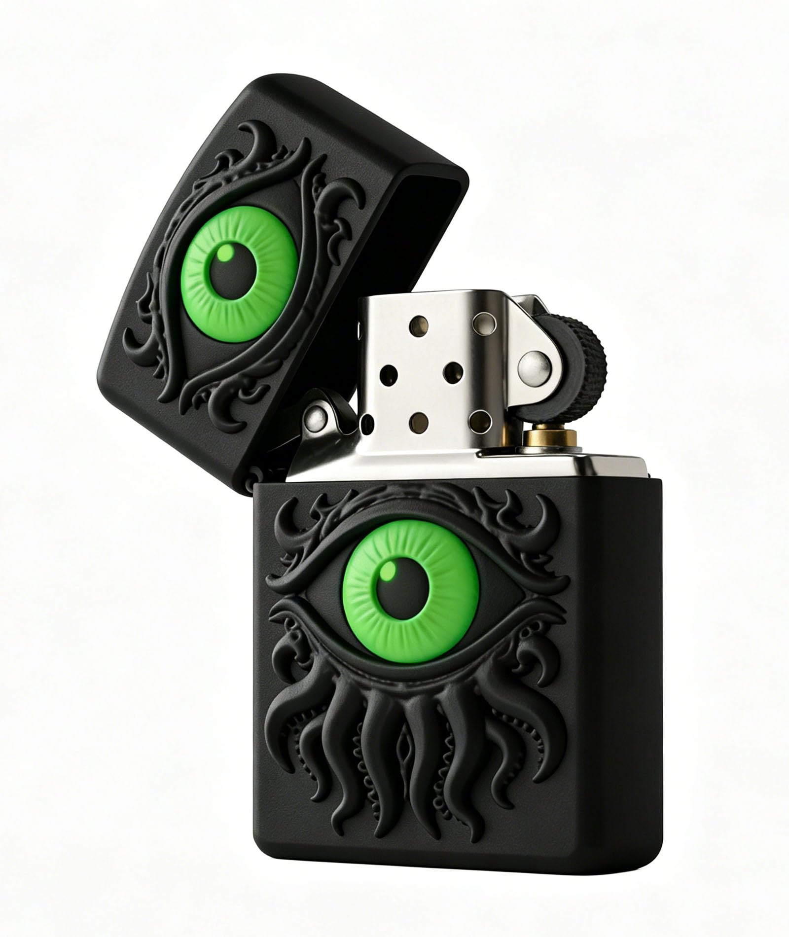 Vintage Trench Lighter Cool Eyes Windproof Kerosene Soft Flame Metal Lighters for Men Dad Husband (Fuel Not Included) (C)