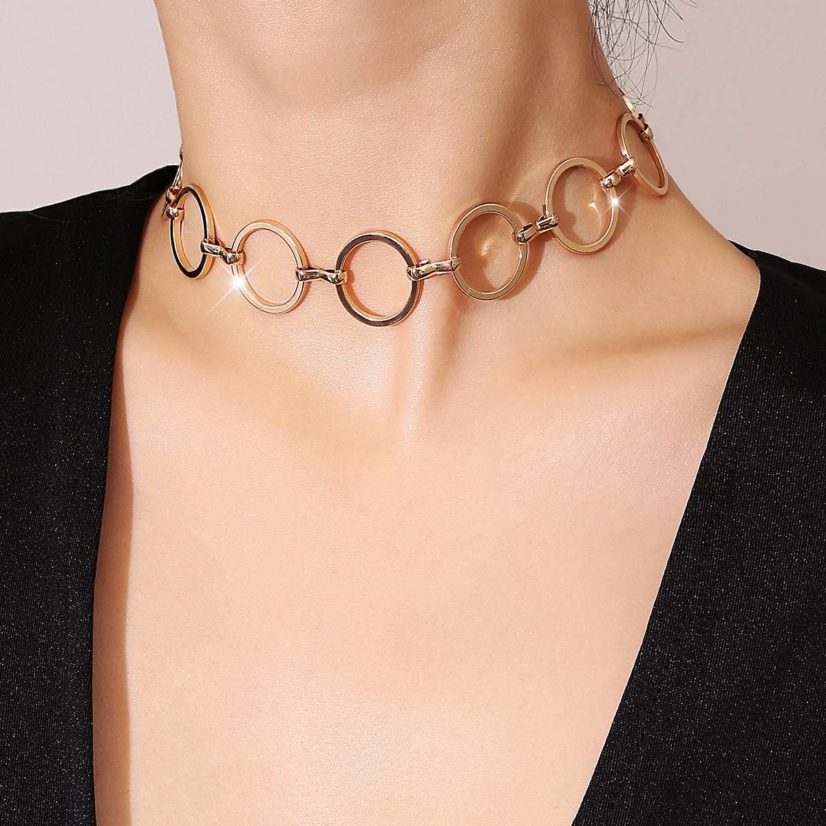 Suyi Choker Necklace - Simple Geometric Circle Choker Statement Clavicle Necklace for Women Necklace Jewerly - Image 4