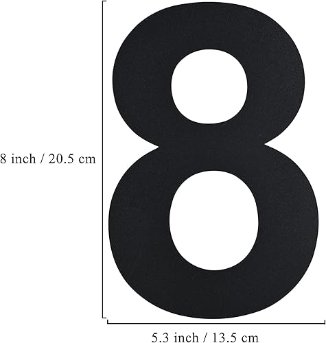 Miniatura 3 de BetLight Números de casa modernos, 8 pulgadas de alto, de acero inoxidable, flotante, número de dirección para exteriornegronúmero 8