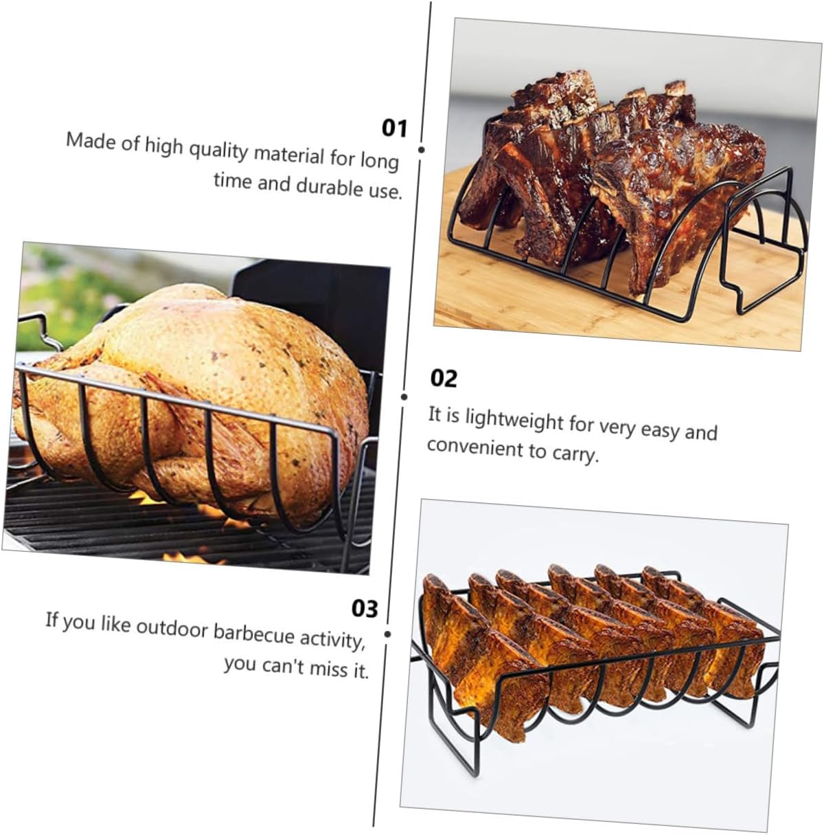 Practical Barbecue Grill Rack Outdoor Bbq Stand Steel Construction Lightweight image 5