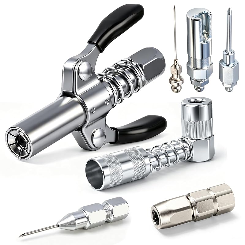 Kit de acessórios para engraxadeira Generic com bicos e adaptadores de lubrificação Silver 7