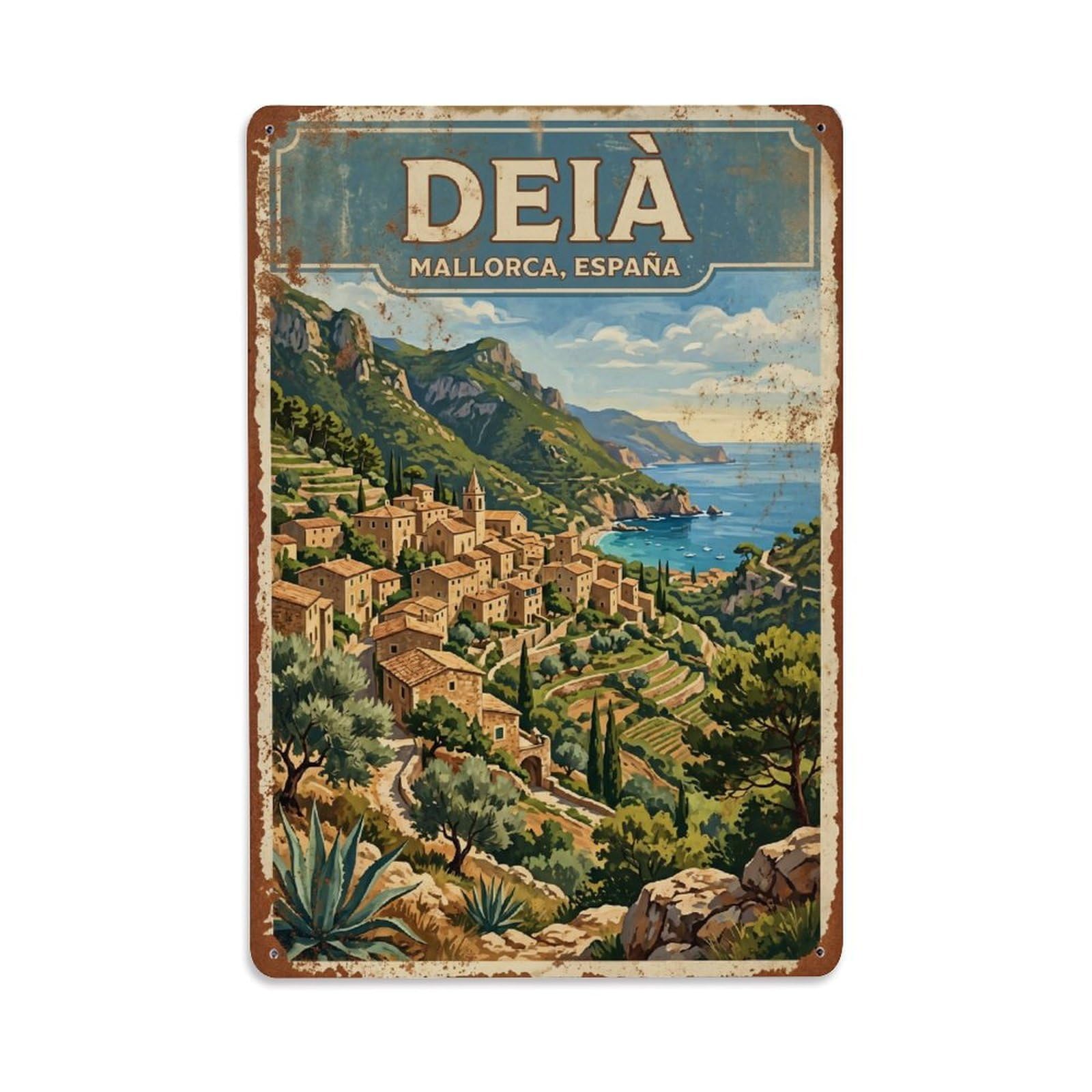 Vintage Travel Deia Mallorca Spain Metal Tin Sign