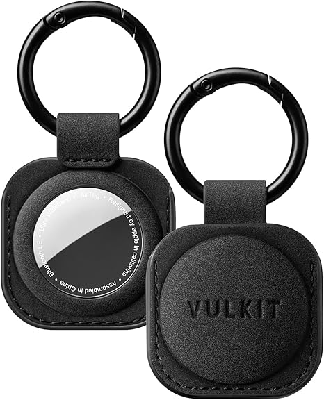 vulkit keychain compatible for apple airtag leather airtag protective case with keychain holder airtag accessories for key or lungageblack
