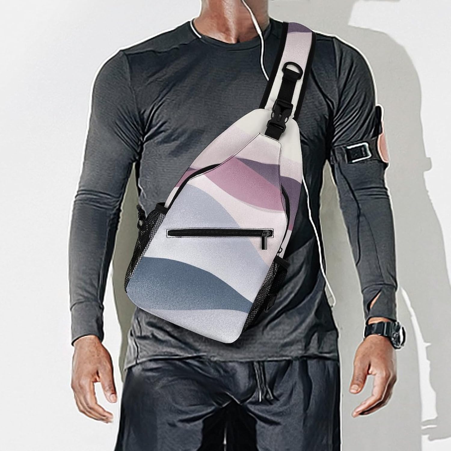 Gradual Pattern Sling Crossbody Bag Lightweight Chest Shoulder Backpack for Outdoor Sports