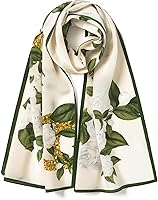 SHIROUYUCOLLECTIONS 100% Mulberry Silk Long Scarf 55x14in - Women's Headscarf, Neck Scarf & Hair Towel, Gift Boxed