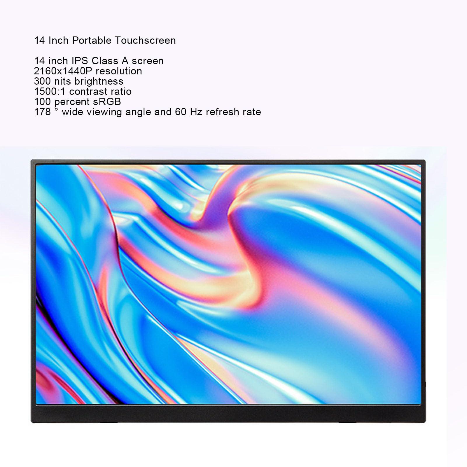 Przenośny Monitor Ekranowy, 14 Cali 1080p FHD Dotykowy Monitor Dotykowy, Zewnętrzny Monitor z Kick i Głośnik do Laptopa Komputerowy