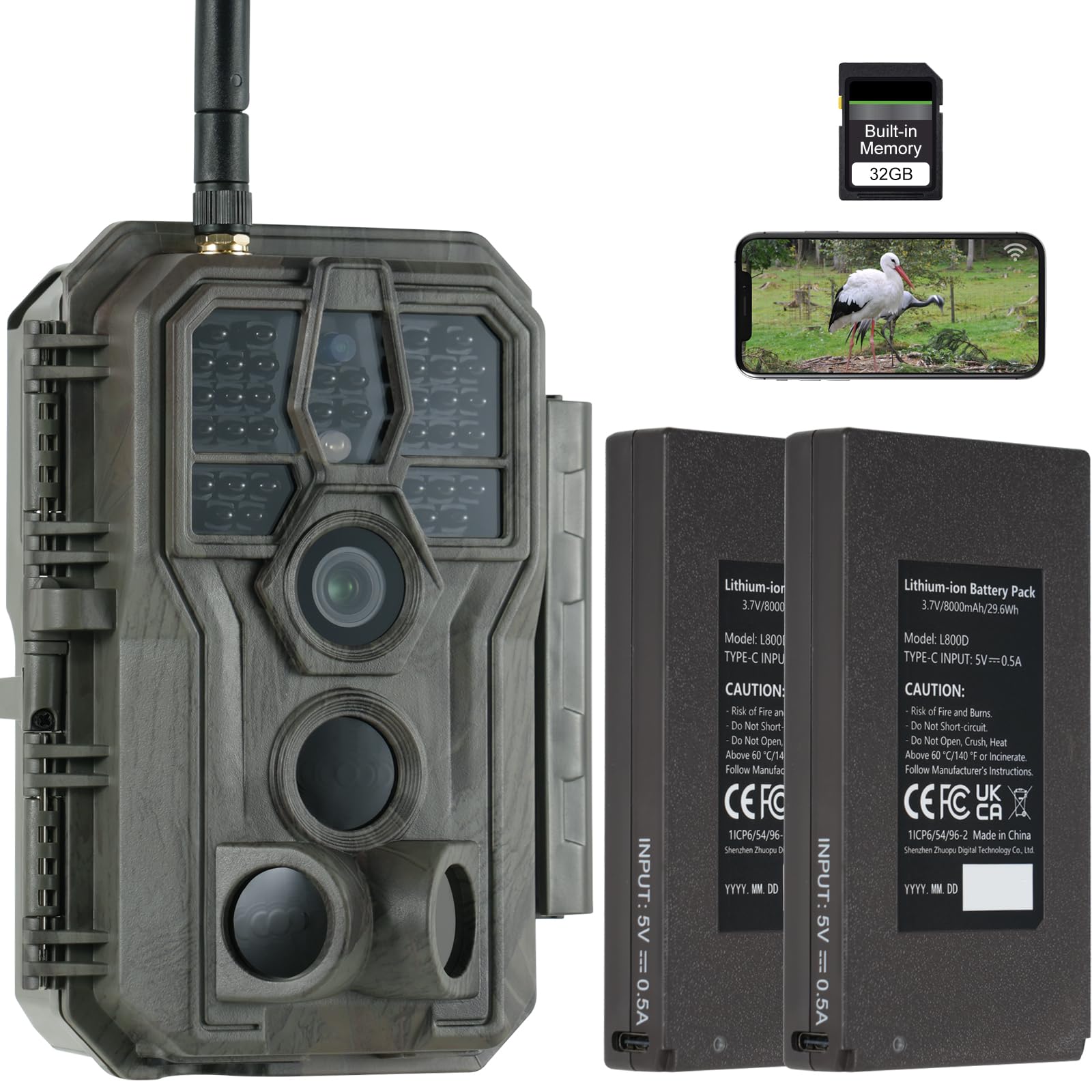 GardePro E8P Max Wildkamera WLAN und L800D Akku-Set