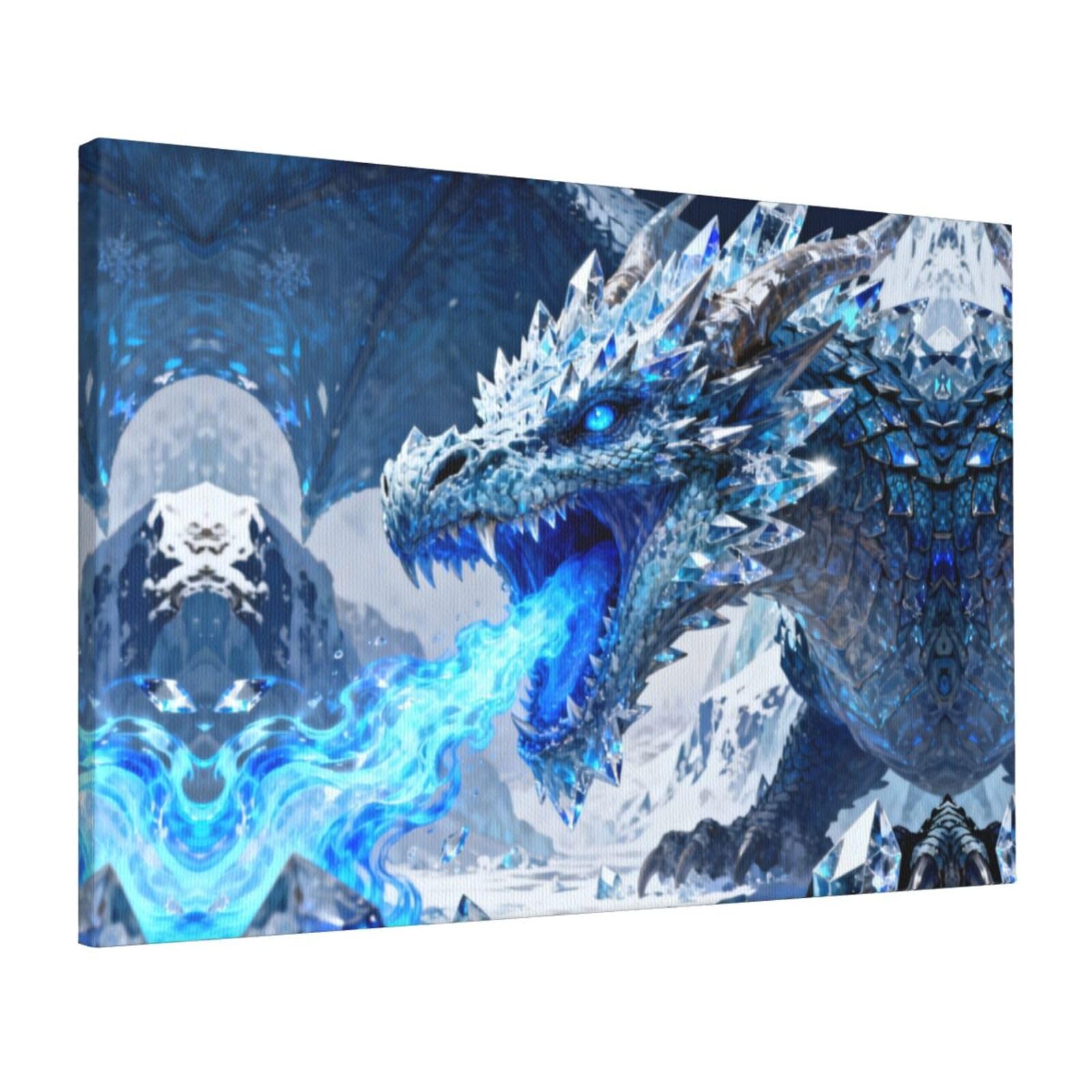 CNTDBU Frost Dragon Breath Canvas Wall Art 16x24 Inch-Large Modern Painting Print for Living Room, Framed Ready to Hang Artwork for Bedroom