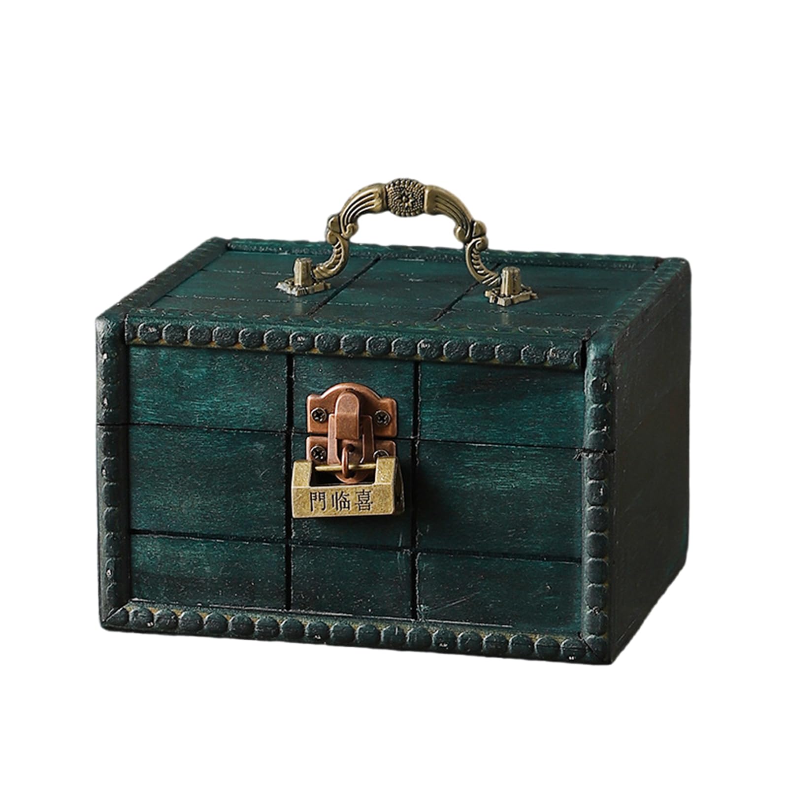HDOYTXXM Antique Styles Handled Wooden Chests Home Storage Organizers Bucolic Keepsakes Box for Keepsakes Supplies Vintage Jewelry Storage