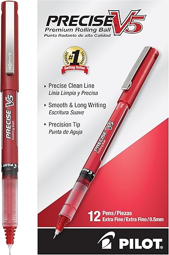 Miniatura 8 de PILOT Precise V5 Stick - Bolígrafos de tinta líquida con punta extrafina 05 mm tinta morada paquete de 12 25106