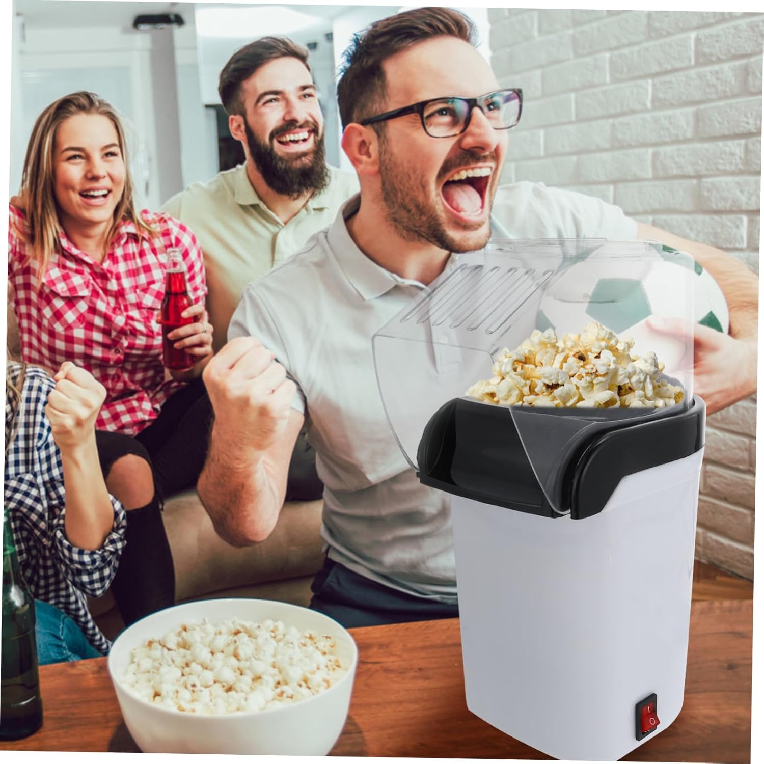 110V Automatic Small Popcorn Maker Machine for Home Use Electric Popcorn Popper Compact Snack Machine Bowl and Cups for Movie Nights and Parties