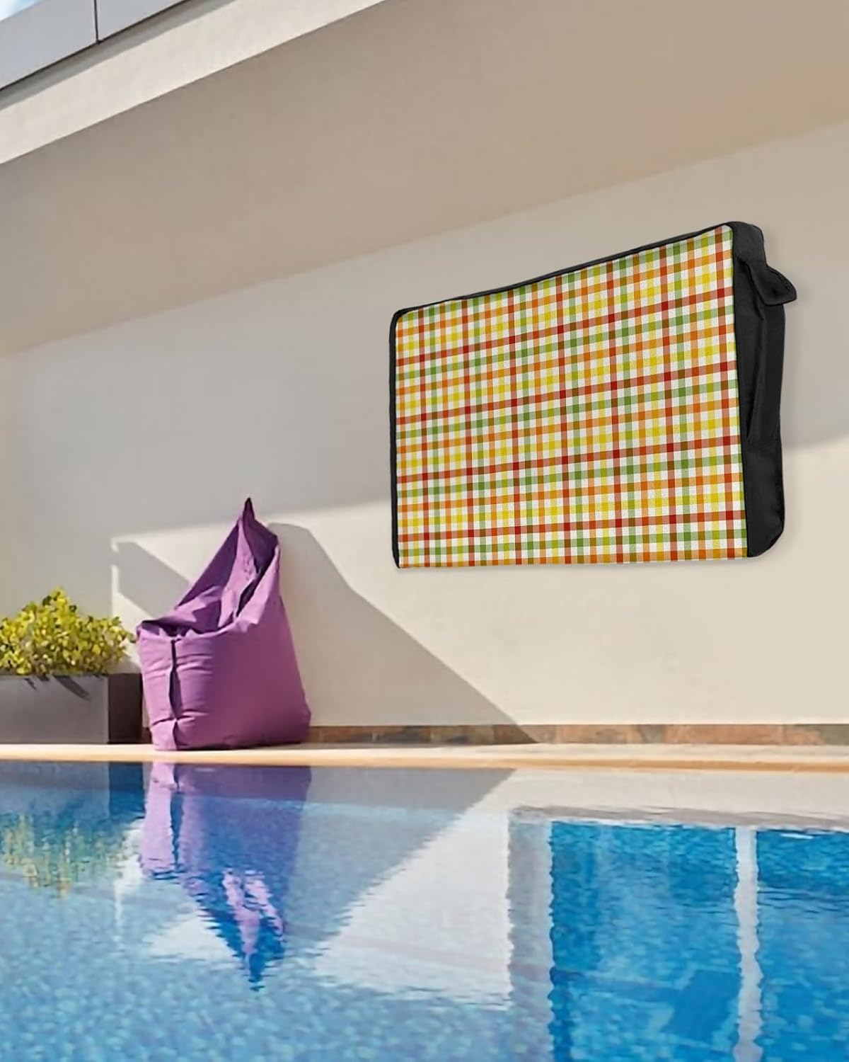 Outdoor TV Cover - Thanksgiving Fall Farmhouse Colorful Lattice Waterproof and Weatherproof 36"-39" LCD Movable Shield TV Display Screen Protector Outside Television Covers