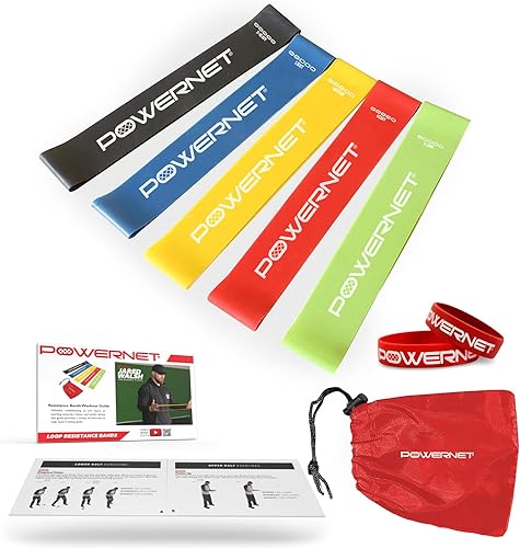Miniatura 9 de PowerNet Resistance Bands, Heavy Duty & Regular Resistance Color-Coded Exercise Bands, Workout Equipment for Home Gym, Progressive Elastic Bands for