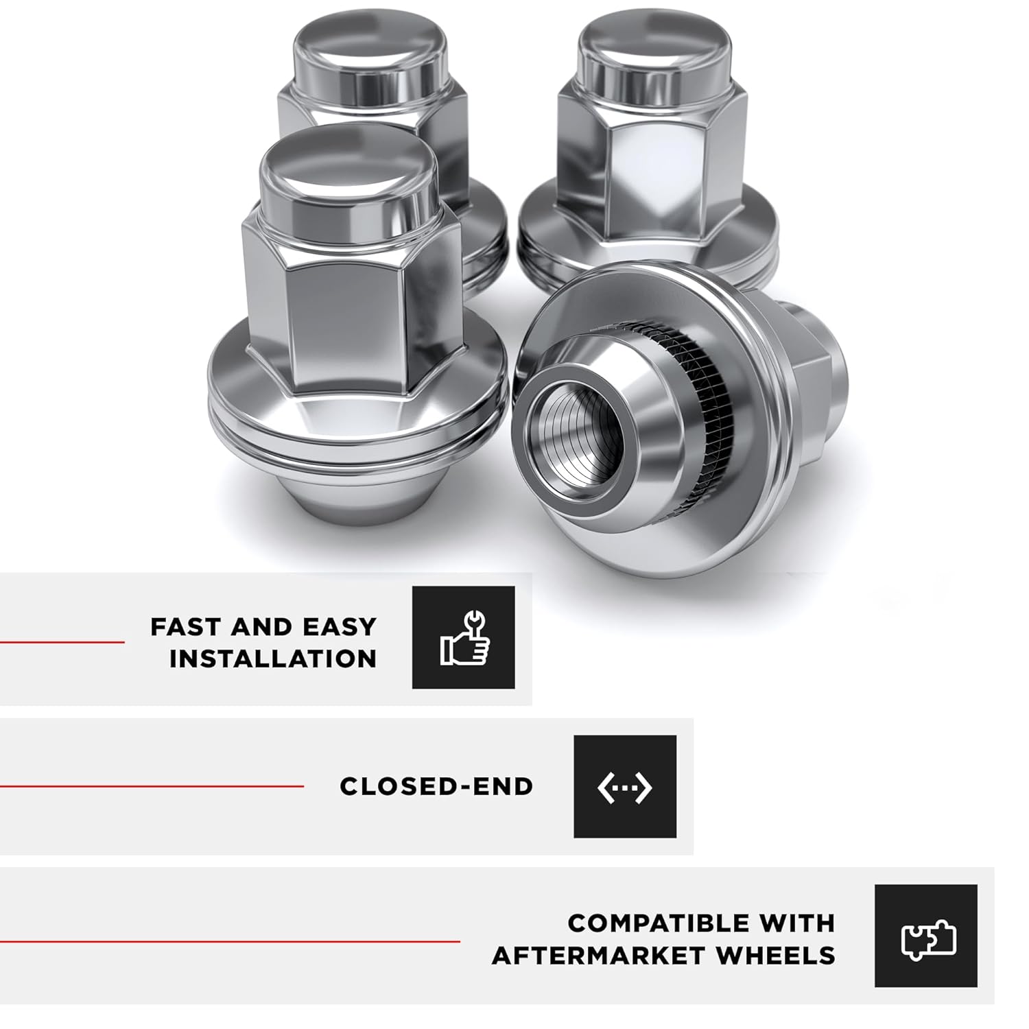 White Knight M14 x 1.50 Thread Lug Nut for Toyota Land Cruiser/Sequoia/Tundra, Lexus LX570 / LX470, Solid Piece Chrome Factory Style Duplex Long Mag with Washer, 5309DL-4AM (4 Pack)