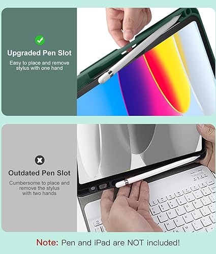 Vista 103 de Hamile Funda para iPad de 11ª y 10ª generación con teclado - 7 colores retroiluminados Inalámbricos Desmontable Folio Funda de teclado con soporte