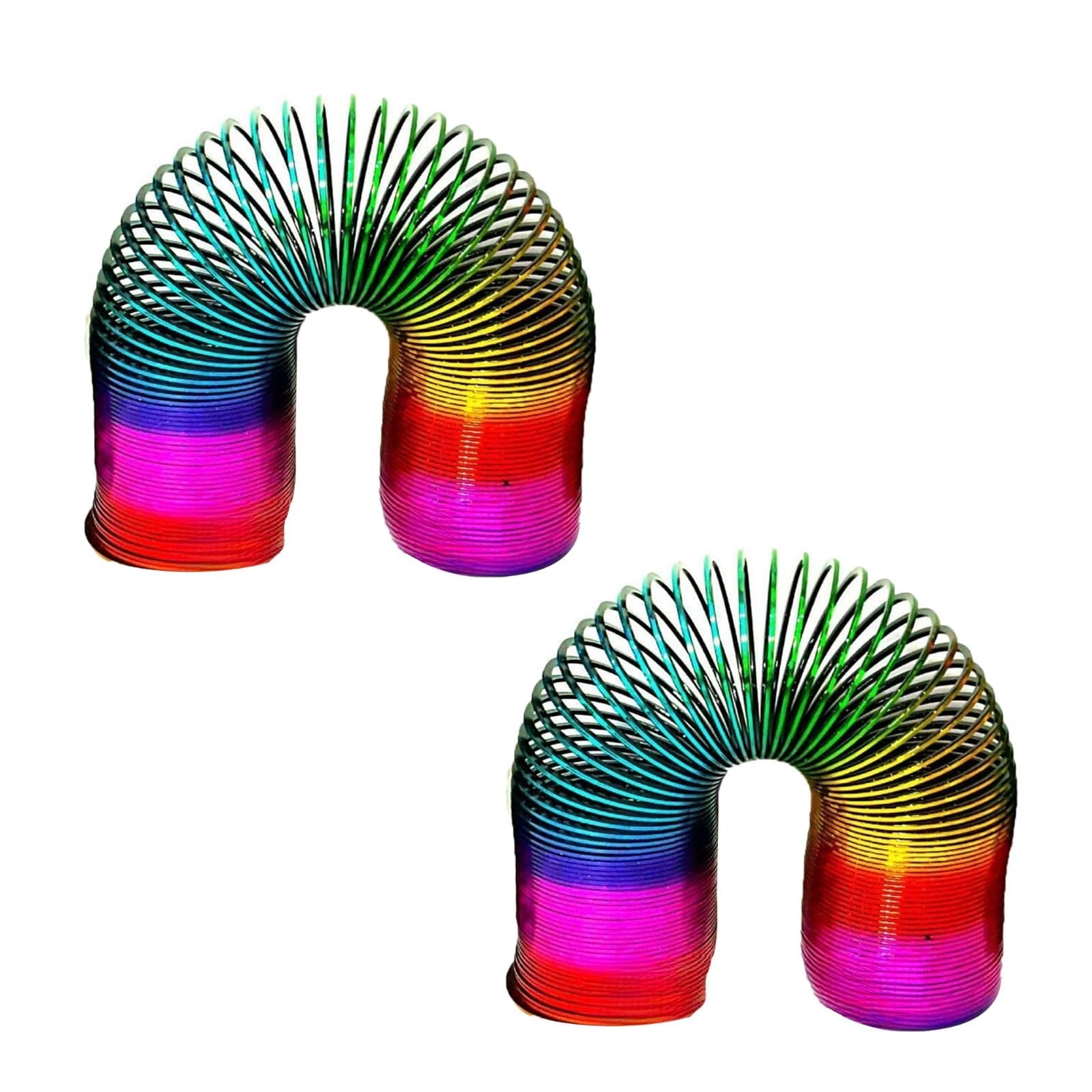 PEBBLE HUG Rainbow Magic Spring Coil, Stretching Bouncing Slinky Spring Funny Toy for Kids, Multicolour Magic Spring, Vintage Style Toys Combo For Kids (2X15cm)