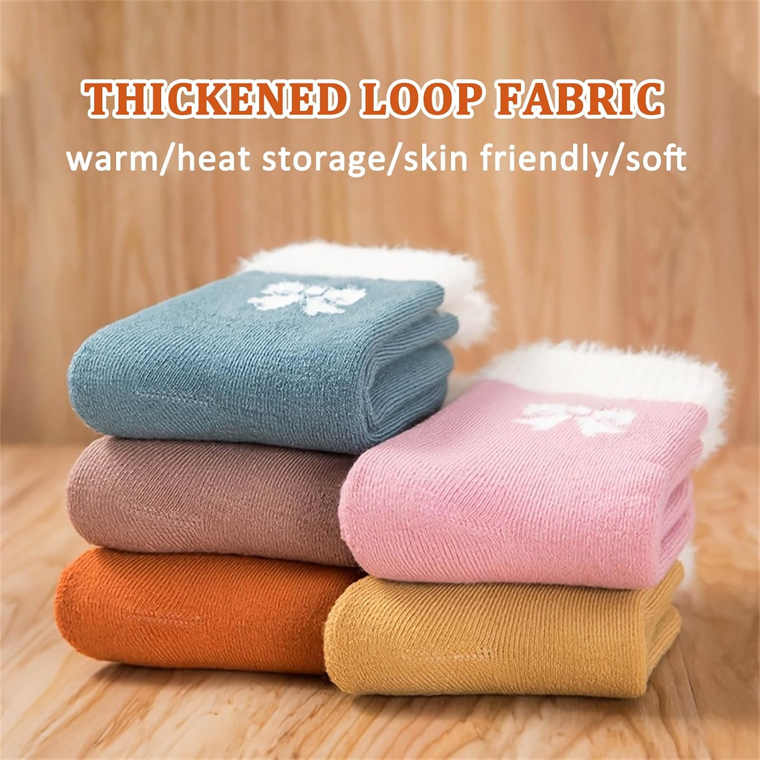 5Packs Girls Kids Toddler Winter Socks Non Slip Fuzzy Thick Thermal Cozy Fluffy Crew Cabin Soft Warm Socks