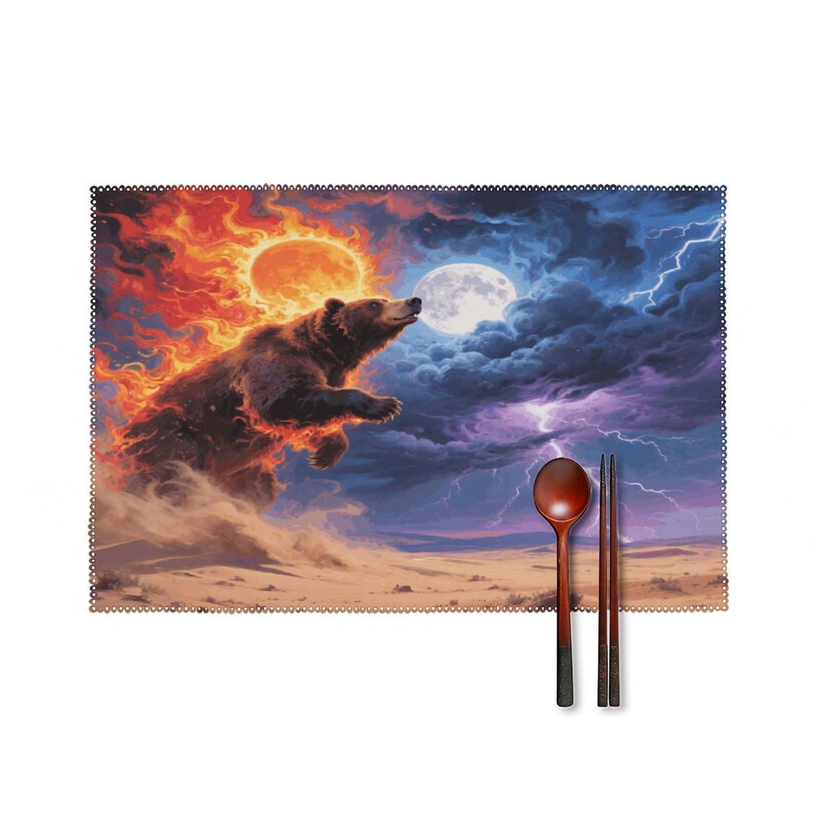 Sun and Moon Placemats Set of 4 Heat Resistant Non-Slip Place Mats for Dining Table Washable Placemat Wipeable Dining Table Mat Canvas Place Mats Dining Table Decor