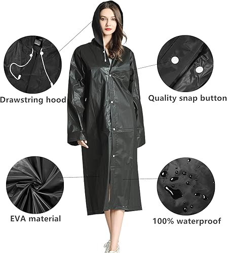 Miniatura 4 de Ponchos de lluvia para adultos reutilizables, paquete de 2 a 5 impermeables para mujeres y hombres, abrigo impermeable con capucha con cordón