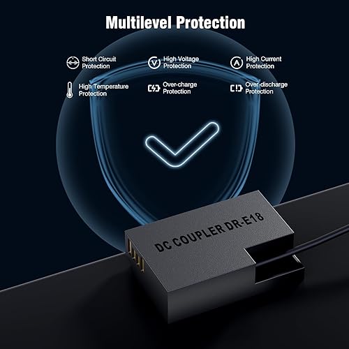 Miniatura 8 de F1TP for Canon R50 Dummy Battery ACK-E18 AC Power Supply Adapter DR-E18 DC Coupler Kit for Canon EOS Rebel R50 R100 RP T6i T7i SL2 SL3 RP R10 T6s