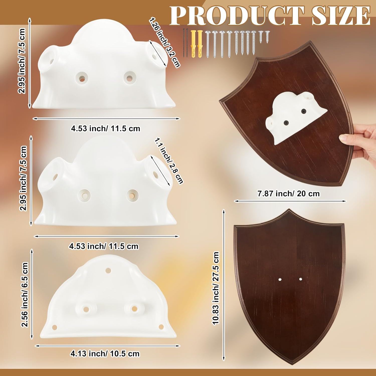 Sintuff Spreader Antler Mounting Kit with Wood Plaque, Deer Antler Mounting Kit Plaque Display Skull Mount Set for Harvested and Reproductions Shed Wall Mount, Christmas Gifts Home Decoration