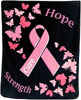 Vista 2 de Manta de lazo rosa (negro) para apoyar el cáncer de mama, manta súper suave de 50 x 60 pulgadas para dormitorio, sala de estar, primavera
