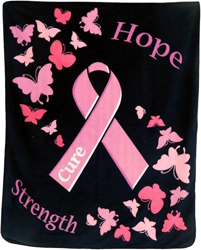 Miniatura 2 de Manta de lazo rosa (negro) para apoyar el cáncer de mama, manta súper suave de 50 x 60 pulgadas para dormitorio, sala de estar, primavera,