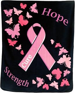 Pink Ribbon Breast Cancer Soft Fleece Throw Blanket - 50x60" Perfect for Living Rooms, bedrooms, Kids' Rooms, Outdoors!