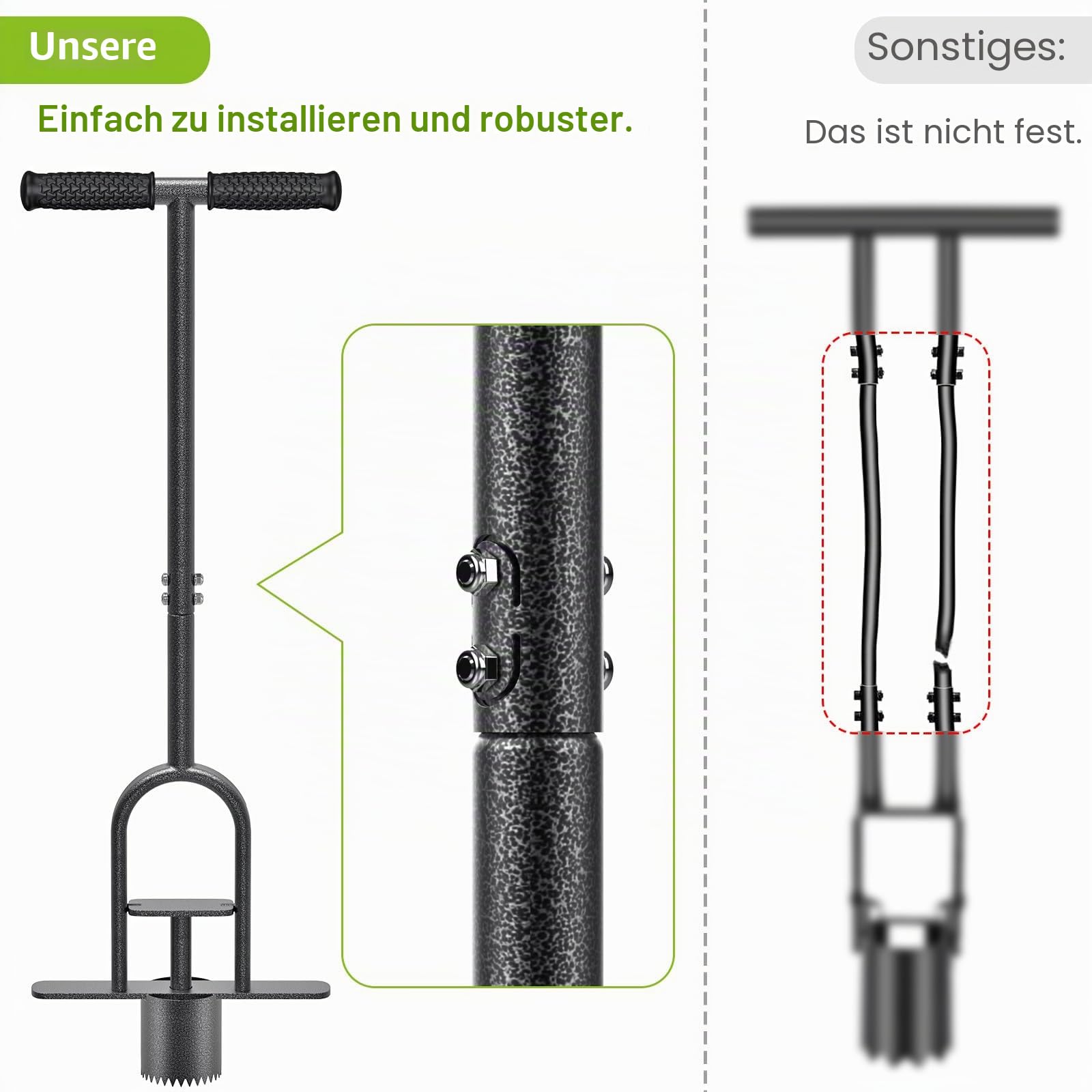 Dolibest Blumenzwiebel Pflanzwerkzeug, 85cm Zwiebelpflanzer Tulpen Narzissen Rasenlocher Ausstecher 9cm Tiefe Einpflanzhilfe Scharfe Verzahnung mit Auslöseautomatik für Verdichtete Erde