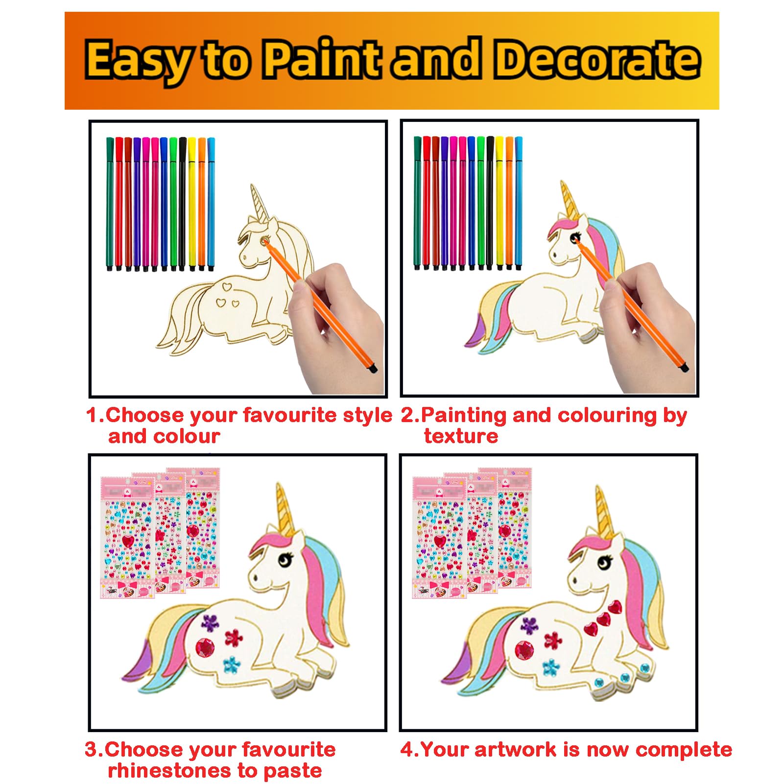 DAOUZL Kit Bricolage Licorne En Bois - 36 Pièces Loisirs Créatifs Et Activités Manuelles Pour Enfants - Kit 3D Pour Garçons Et Filles