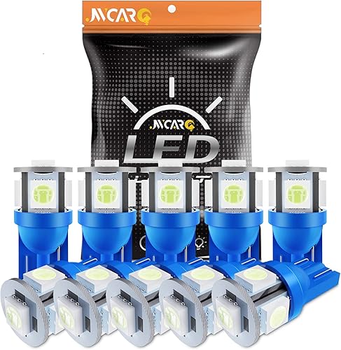 JWCARO Bombilla LED 194, color azul hielo T10 168 2825 W5W 5050-5SMD, bombillas de repuesto para cúpula de automóvil, mapa, puerta de lectura,