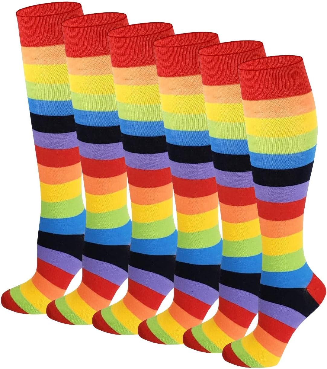 6 Pairs Women's Fancy Design Multi Colorful Patterned Knee High Socks