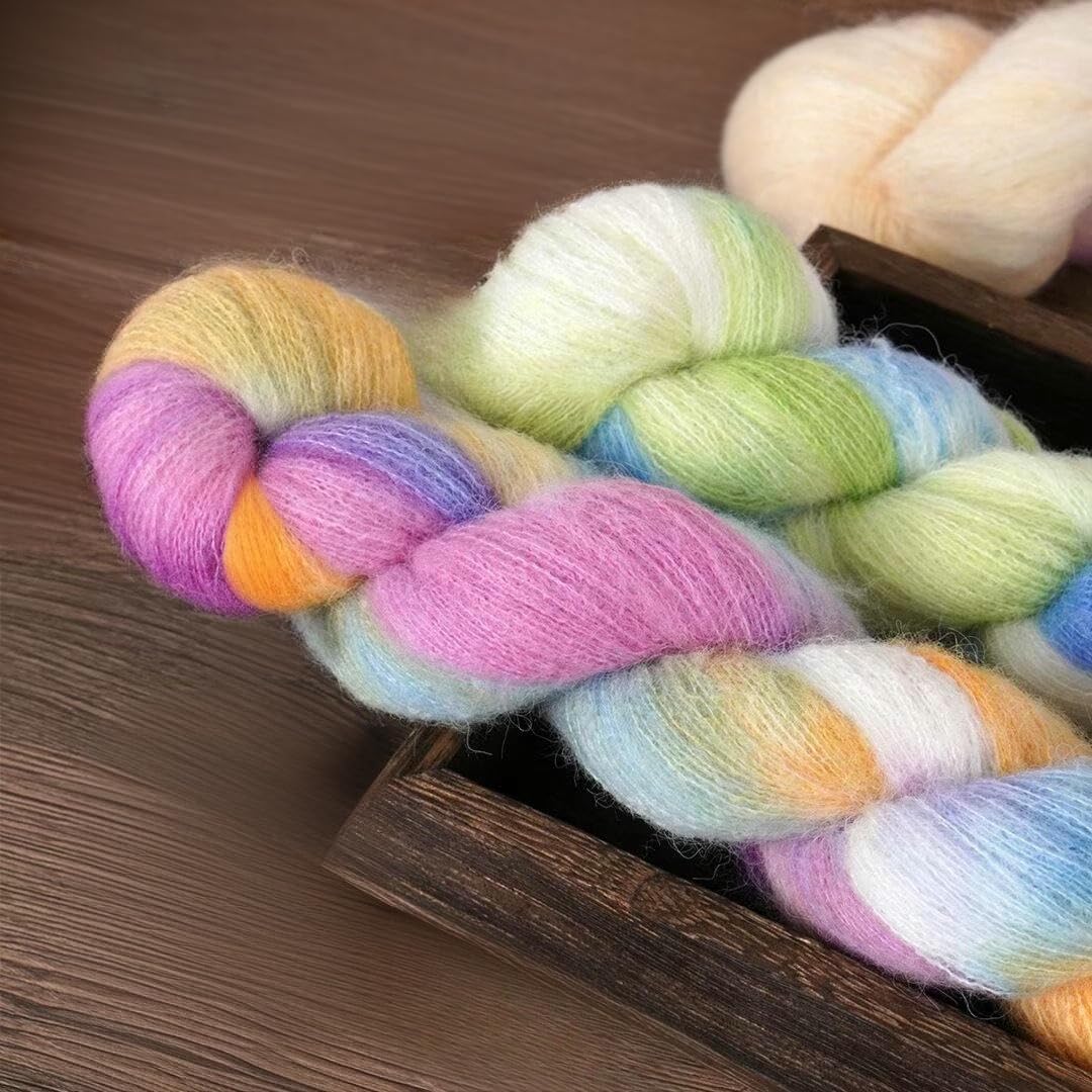 6/12 Rollos 50 g Hilo de Mezcla de Mohair, Hilo de Crochet Suave con Degradado, para Tejer a Mano suéteres, Bufandas, Gorros, chales y decoración del hogar