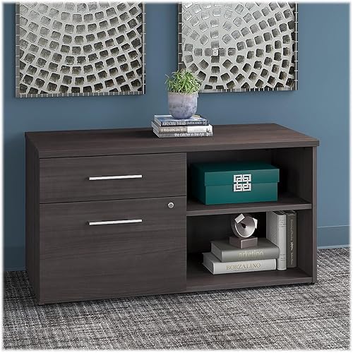 Miniatura 2 de Bush Business Furniture Office 500 Low Storage Cabinet with Drawers and Shelves in Storm Gray Gris (Storm Gray),Negro Nuez (Black Walnut),Nogal