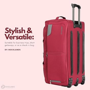 Rocklands® Lightweight Luggage Rolling Holdall Suitcase Wheeled Duffle Bag Cargo Sport Travel Bag RL501 (Burgundy, Medium - 28 (H74 x L37 x W36 cm))