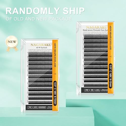 Miniatura 9 de NAGARAKU Extensiones de pestañas en forma de W 6D, volumen suave natural, 0.003 in, rizo D, 0.315-0.591 in, mezcla de abanicos prefabricados,