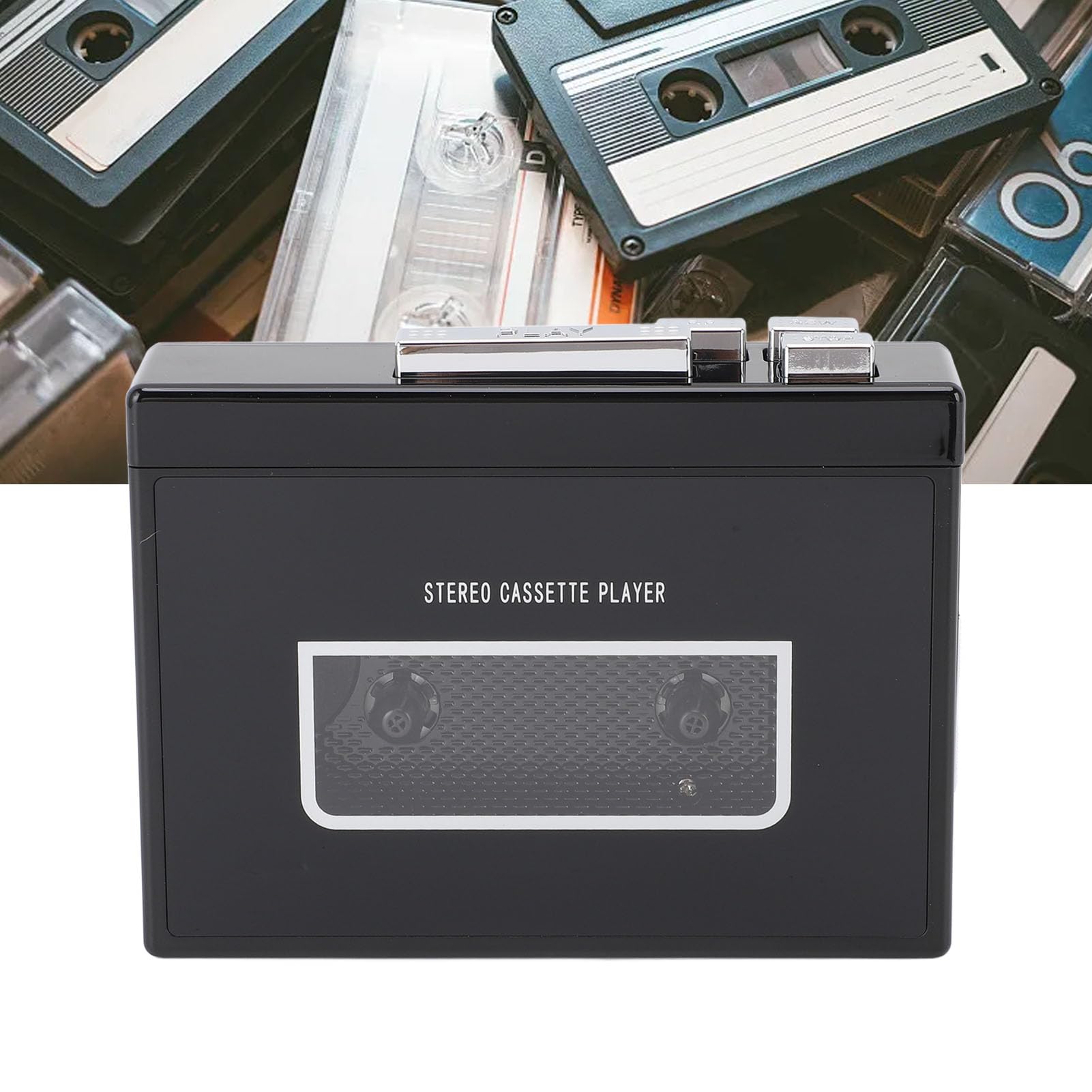 AMONIDA Vintage-Kassettenspieler, USB-MP3-Konverter, Auto-Reverse-UKW-Radio, Tragbarer Kassettenrekorder mit Digitaler Konvertierung, Ideal für Musikliebhaber und Reisen (B)