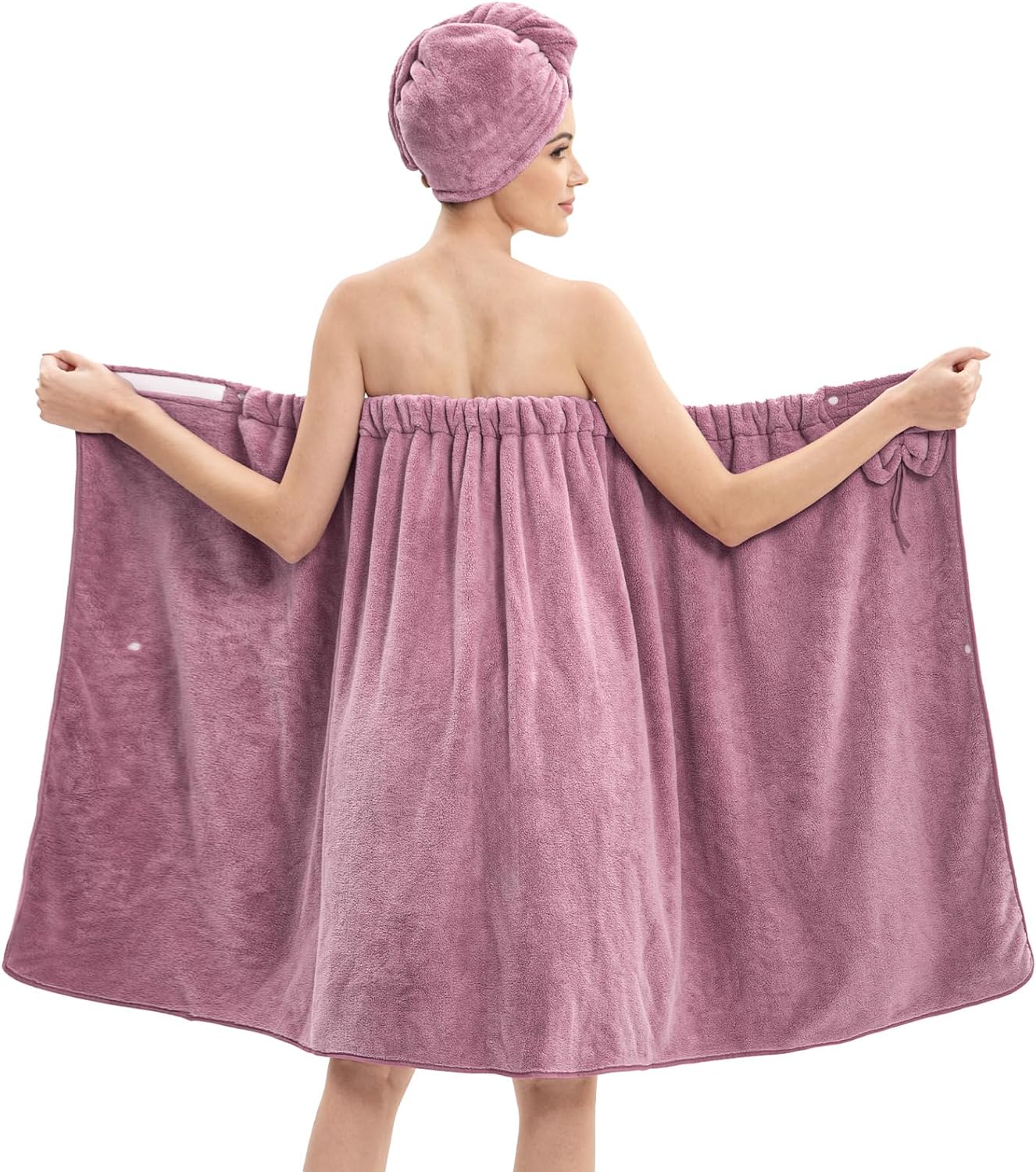 Bath Wrap Towels for Women – Adjustable Spa Shower Wrap with Super Absorbent Microfiber, Quick-Dry Body & Hair Towel Set for Home, Hotel, Beach, Pool, Gym, Travel – Purple