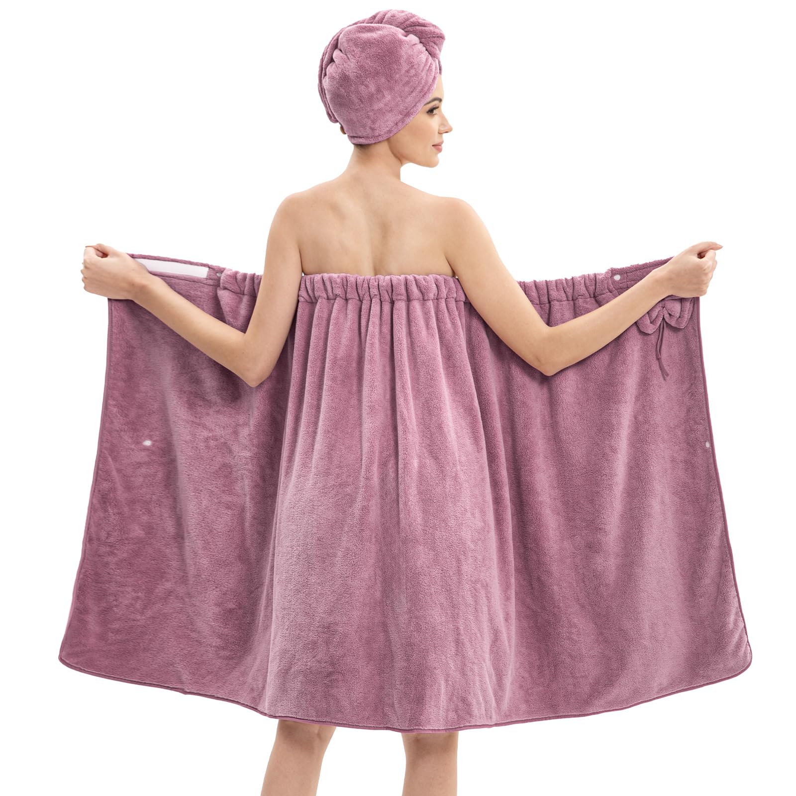 Bath Wrap Towels for Women Adjustable Spa Shower Wrap with Super Absorbent Microfiber Quick-Dry Body Hair Towel Set