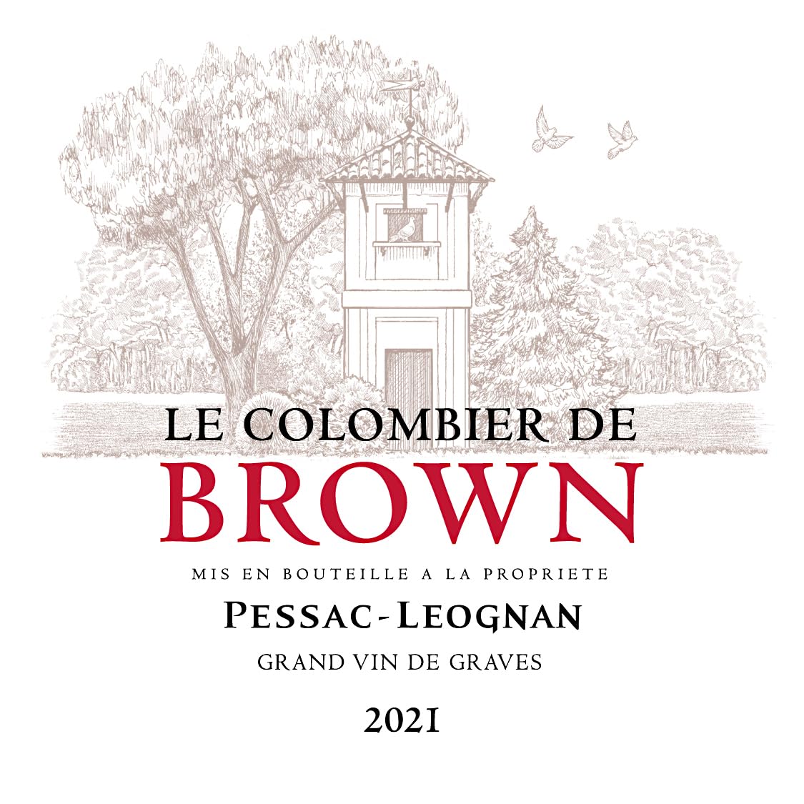 Colombier de Brown - AOP Pessac-Léognan - Vin Rouge - Millésime 2021-1 bouteille x 75cl