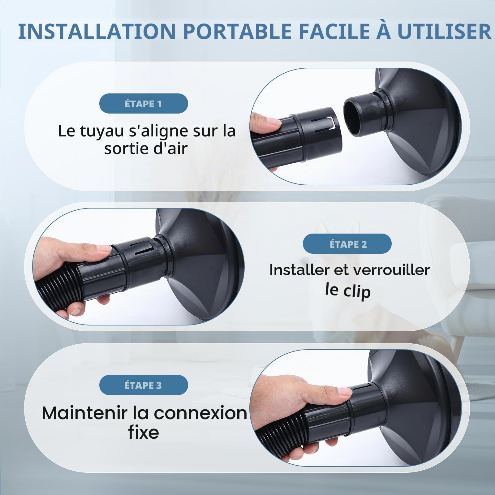Souffleur pour chien, sèche-cheveux pour chiens 2800W, Phon Chiens | vitesse et température réglables, moins de bruit, toilettage, animaux avec 4 buses pour usage privé et professionnel (Noir)