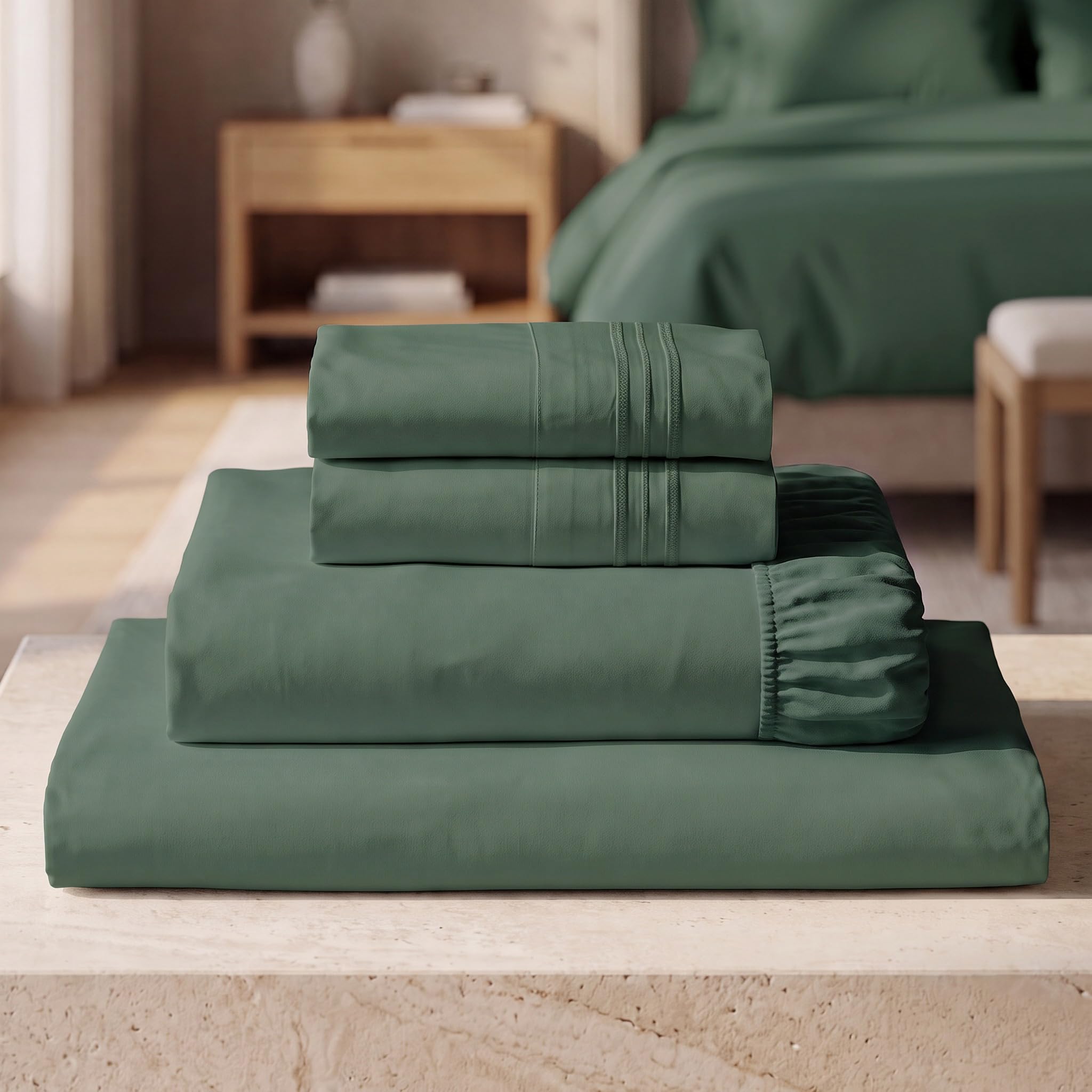 Mellanni Iconic 4-Piece, Ultra Soft Sheet Set (Full, Emerald Green)